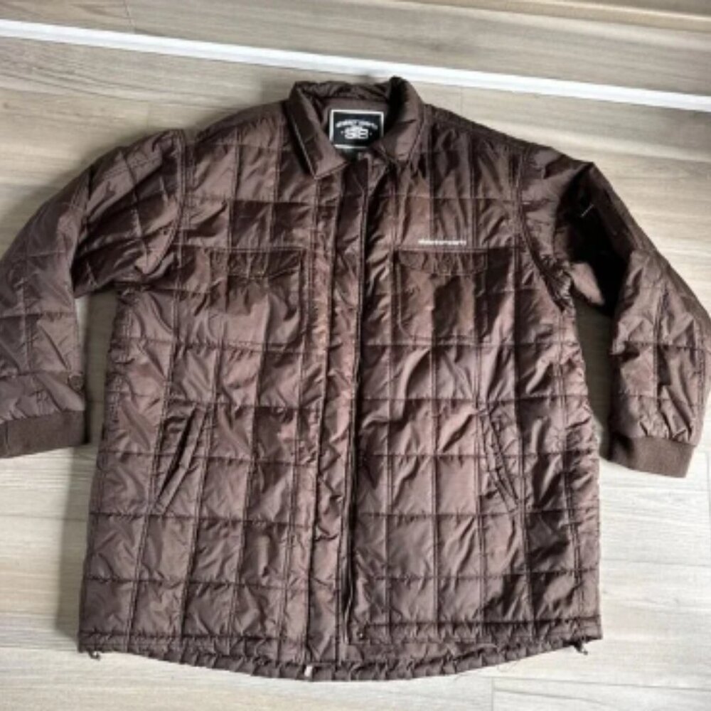 State Property‎ Jacket Mens 4XL Brown Quilted Puffer 90's Rap Hip Hop Y2K Zip Up